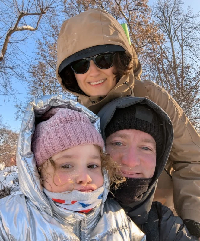 Anna, Eugene and Alexandra during winter in Budapest