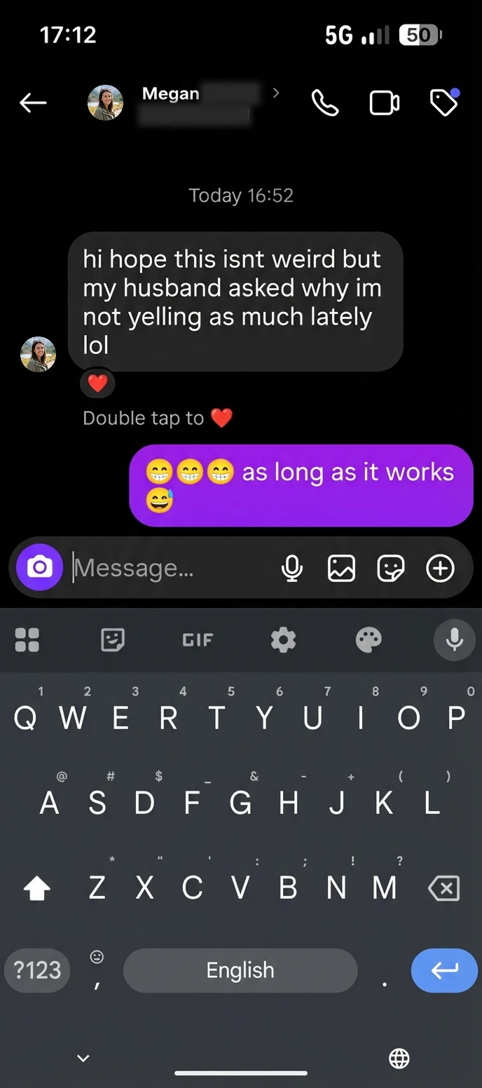 Blurred feedback screenshot from Megan