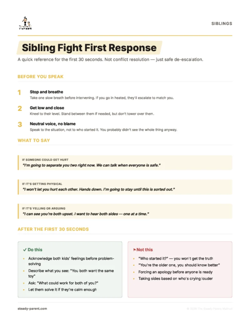 Sibling Fight First Response Card